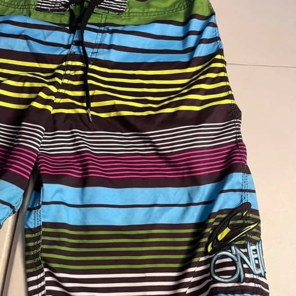 O’Neill Men’s 32  Multicolor Striped Board Shorts Swim Trunks